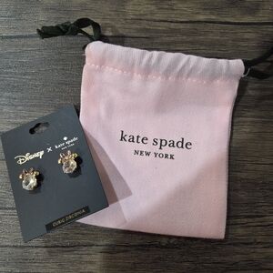 Kate Spade x Disney Gold Earrings with Pink Pouch
